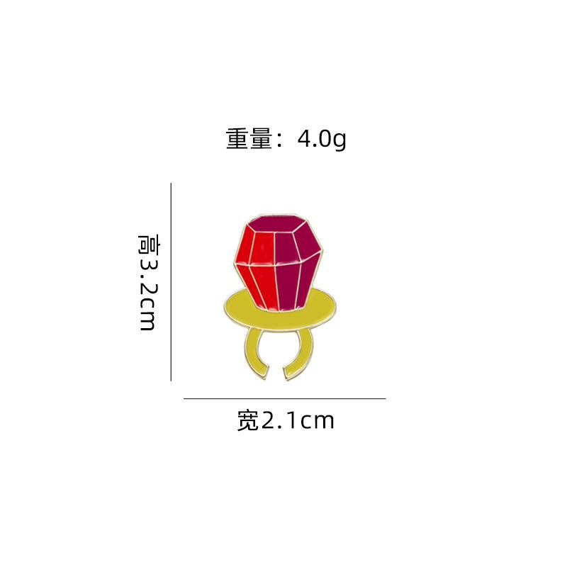 Cartoon diamond ring dripping brooch geometric polygon diamond shape cute clothes decorative spike