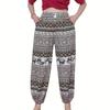 Слоны Штаны для прыжков Карман Регулируемая эластичная высокая талия Ремешок Унисекс Мужской Женский Принт Таиланд Повседневная уличная одежда Пляжный Бохо Ретро Винтаж