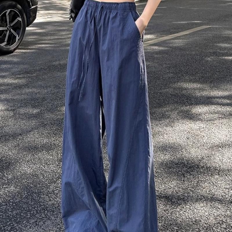Женские летние тонкие быстросохнущие рабочие брюки в американском стиле - фактурные свободные спортивные брюки с широкими штанинами