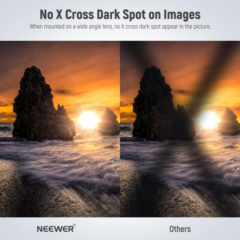 NEEWER 77мм HD Переменный ND Фильтр Без X-образного слоя Нано Тонкий Сплав Алюминия Предотвращение Регулируемый Фильтр Нейтральной Плотности ND2-ND32 (1-5 остановок) Крест/Оптический
