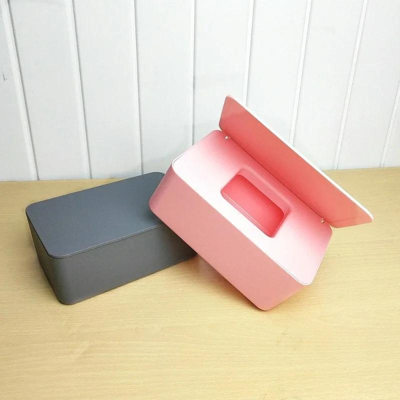 Домашний Настольный Портативный Пылезащитный Бокс для Хранения Влажных Салфеток с Крышкой Диспенсер для Салфеток