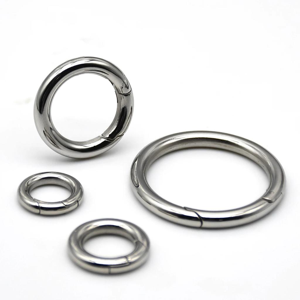 Stainless Steel Spring Gate O Ring Openable Keyring Bag Strap Buckle Trigger Snap Clasp Clip Connector DIY Accessories 12-35mm