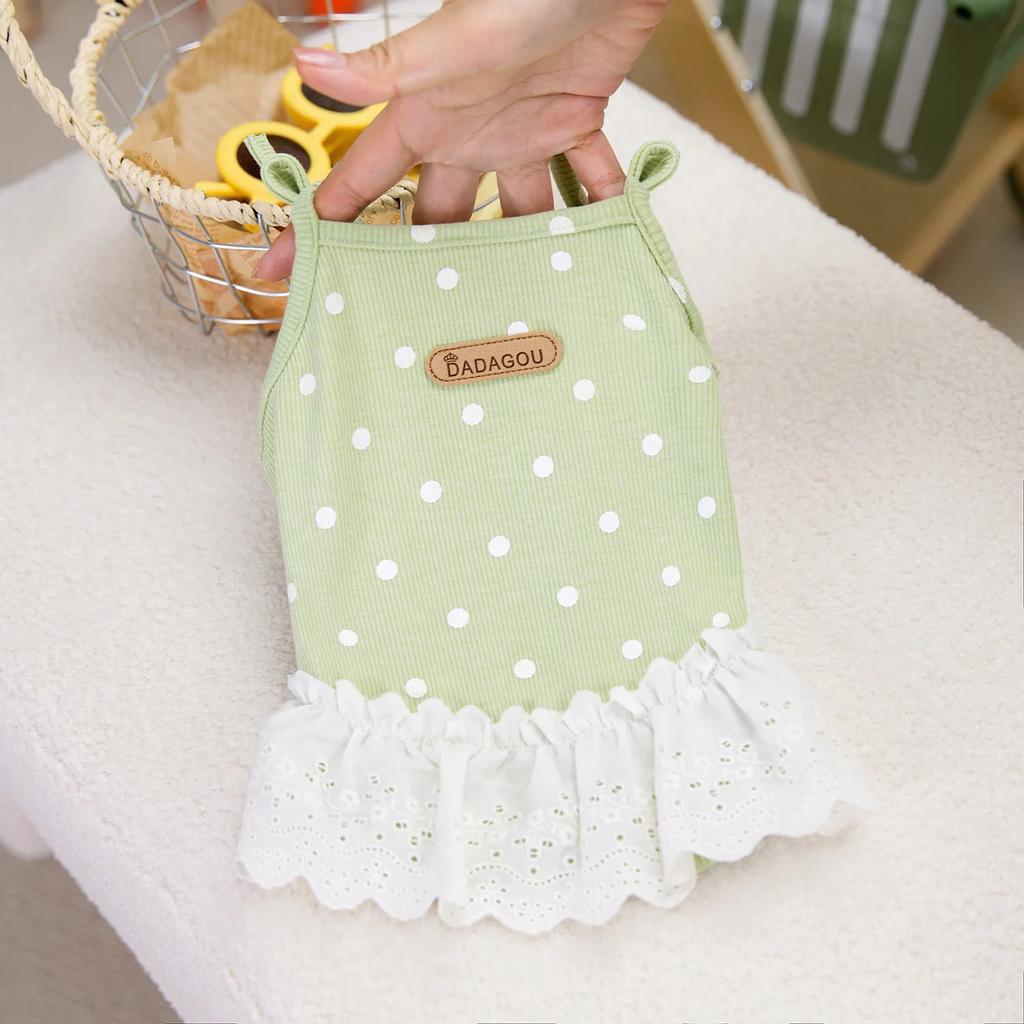 Топ для домашних животных, одежда для собак, сравнение одежды для домашних животных, юбка принцессы в виде плюшевого мишки, майка в горошек, юбка