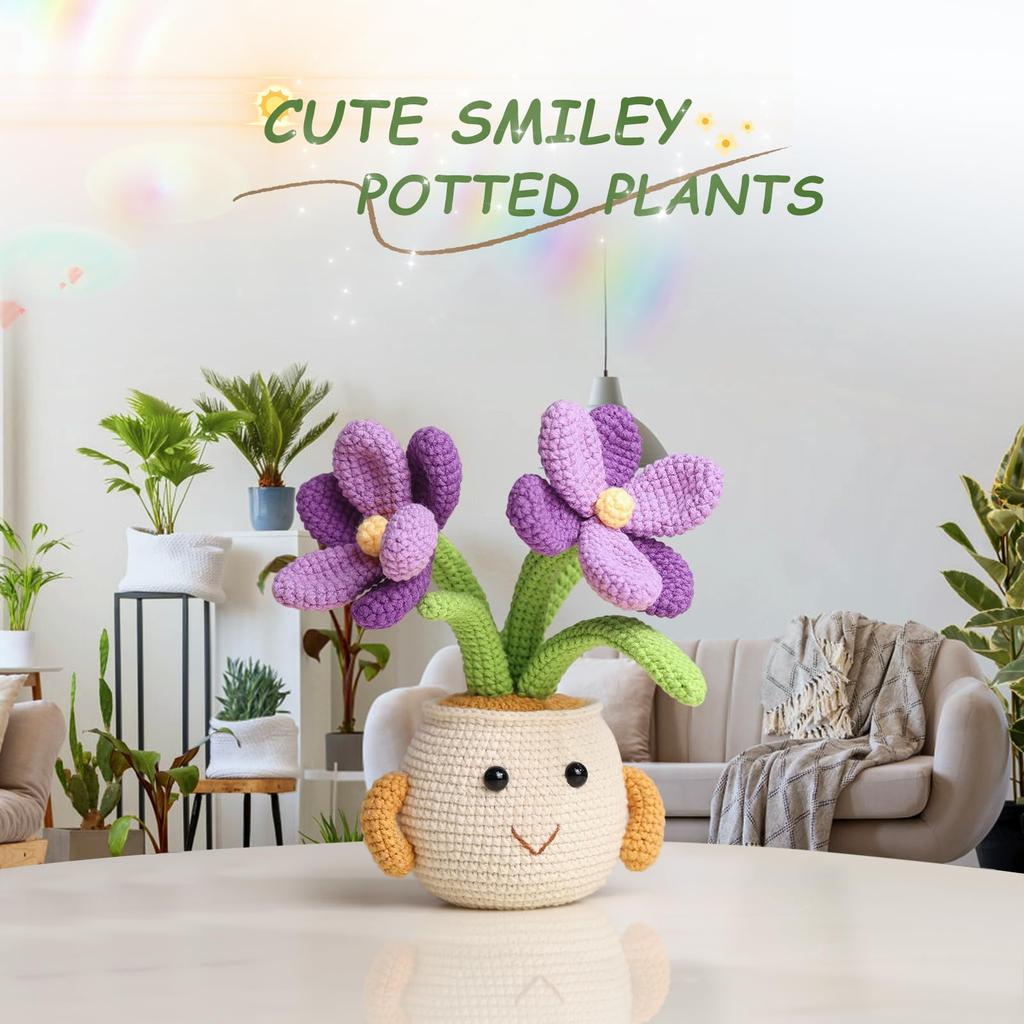 Fenrry Crochet Kit Knitting Kit with Step-by-Step Video Tutorials Easy Crochet Kit for Beginner Adults Decoration DIY Craft