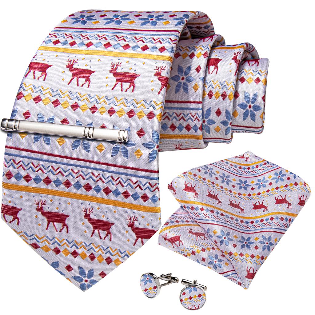 Men's Tie Silk Paisley Classic Wedding Necktie and Pocket Square Cufflinks Set