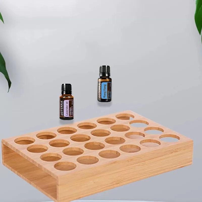 Pine Wood Essential Oil Storage Box, 24 Holes Roller Bottle Display Stand, Home Decor Organizer