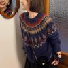 Navy Blue Fair Isle Knit Mohair Sweater for Women - Autumn/Winter Korean Style Christmas Atmosphere Loose Fit