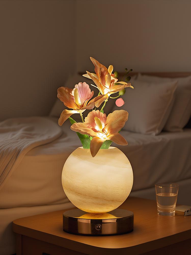 Диммируемая искусственная цветочная лампа с вазой и USB-зарядкой, светодиодные настольные декоративные ландшафтные светильники в подарок женщинам на День матери