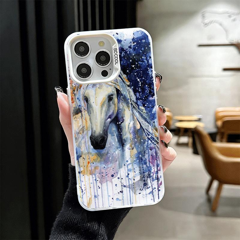 Масляная живопись Лошадь Ударопрочный чехол для телефона для iPhone 17 Air 16 16E 15 Pro Max 14 Plus 13 Mini 12 Задняя крышка Защита от падения Fundas