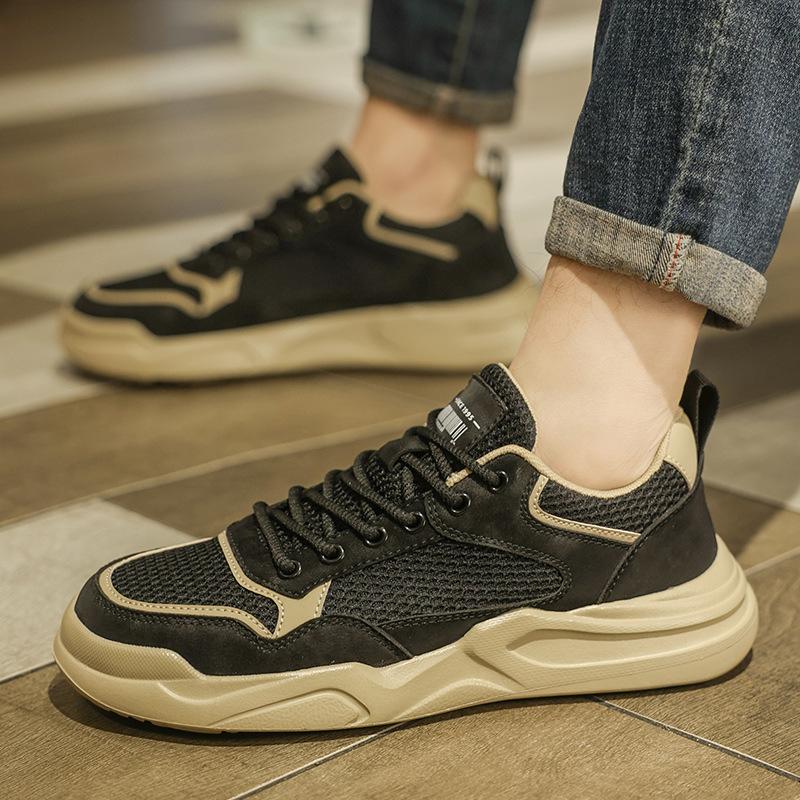 Мужская обувь весна и лето сетчатая дышащая 2025 новая платформа белые туфли мужские ультралегкие спортивные и повседневные кеды