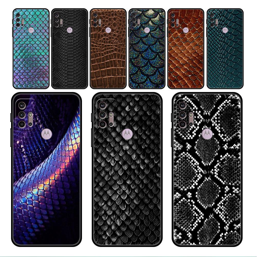 Чехол со змеиным принтом для Motorola G30 G60 G22 G9 Play G82 G52 G8 G9 G50 One Fusion Edge 20, черные мягкие чехлы для телефона