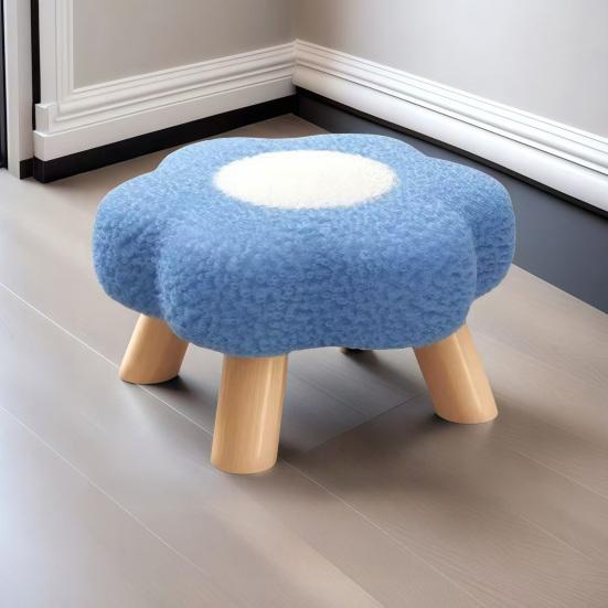 Цветочный табурет с деревянными ножками, подушка из облачного бархата, подставка для ног, табурет для гостиной, спальни, дивана, софы, под стол, мягкое сиденье, туалетный табурет