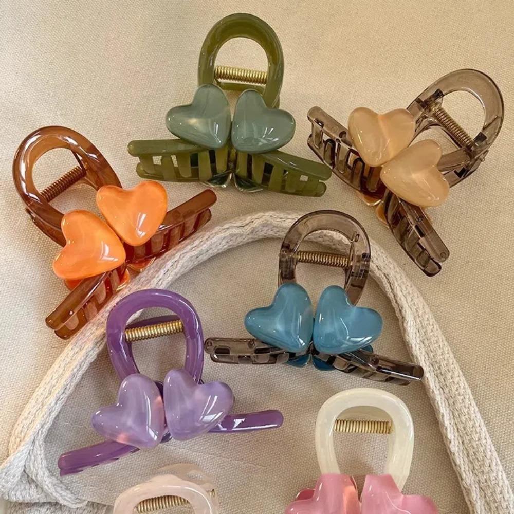 Headwear Heart Shark Clip Korean Style Resin Shark Clip Hair Accessories Love Hair Claw  Festival