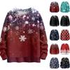 Women's Fashion Casual Long Sleeve Christmas Printed Round Neck Knitted Top