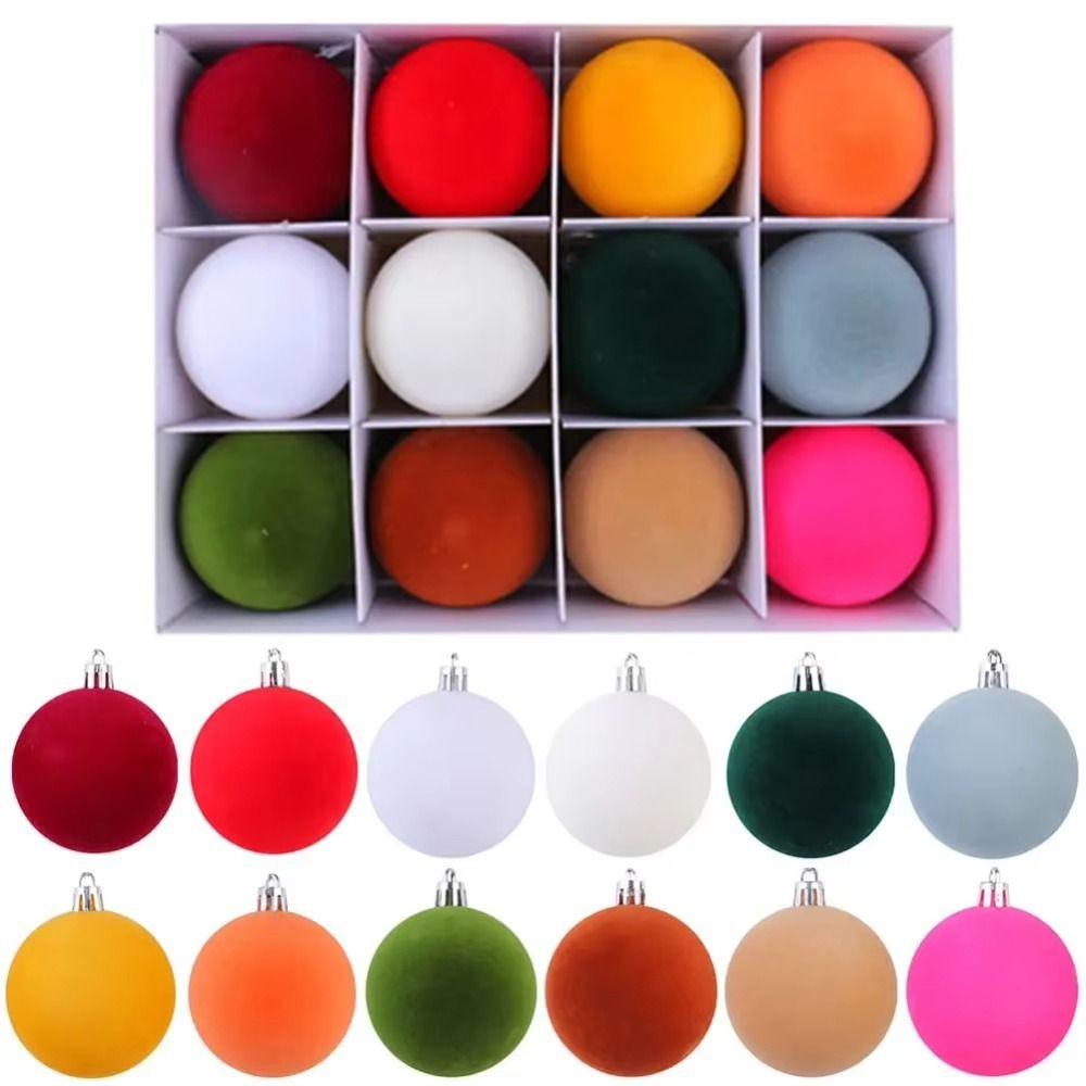 Velvet Christmas Balls Soft Flocking Finish Hanging Ornaments Christmas Tree