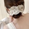 Luxurious Beige Lace Hair Scrunchie for Women - Exquisite Embroidered Minimalist Hair Tie with French Romantic Style, Soft and Breathable Fabric