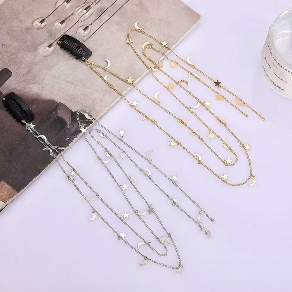 Moon Star Hair Accessory Tassel Hair Clip Vintage Braided Hair Chain Girls
