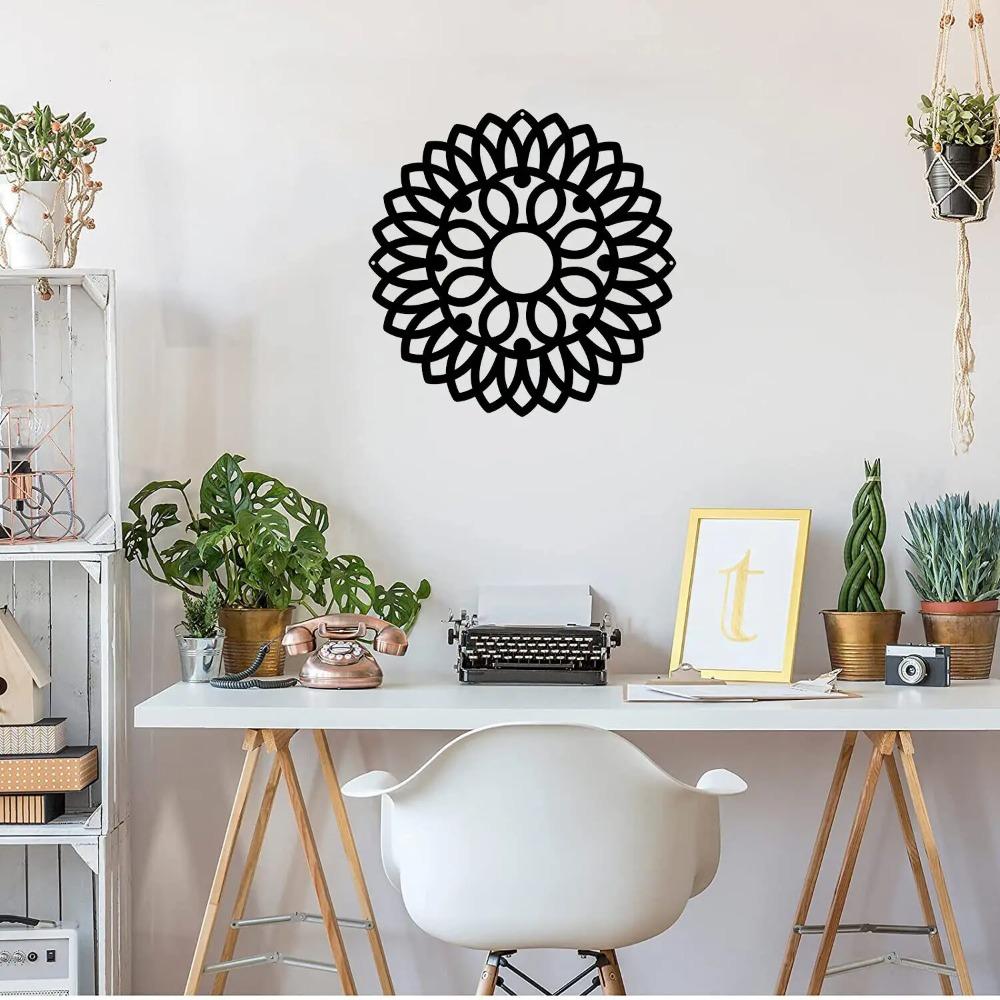 Круглый медальон настенный арт – декоративный акцент из металла, вырезанный лазером, изделия из железа для стильного домашнего декора, украшения стен и наклейки