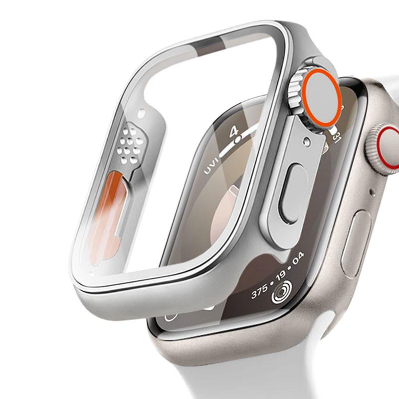 Стекло + чехол для Apple Watch, переход на Ultra iWatch Series 4, 5, 6, 7, 8, 9, 45 мм, 41 мм, 44 мм, 40 мм, защитная крышка для экрана, обновление до Ultra