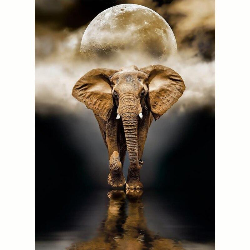 DIY Elephant 5D Diamond Painting Full Round Drill Rhinestone Animal Diamond Embroidery Cross Stitch Mosaic Kits Wall Art Decor