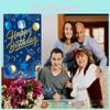 Blue Navy Gold Happy Birthday Door Banner Cover For Festival Photography Backg