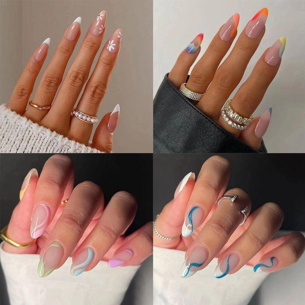 Инструмент для искусственного маникюра, миндалевидные накладные ногти, французские шпильки, накладные ногти, носимые типсы для ногтей