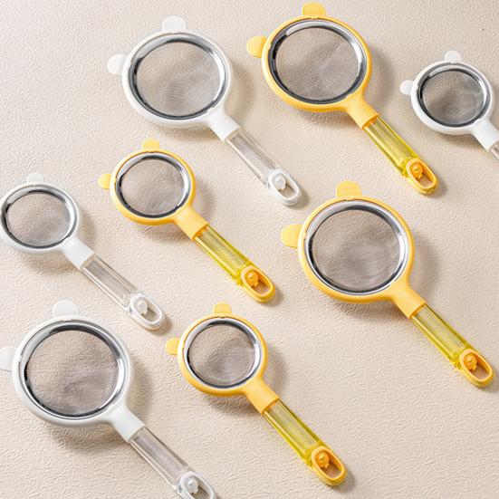 Кухонный сетчатый фильтр с пластиковой ручкой, пищевой сорт, просеиватель для муки, инструмент для детского питания, дуршлаг, ложка, многофункциональный кофе, чай, сок