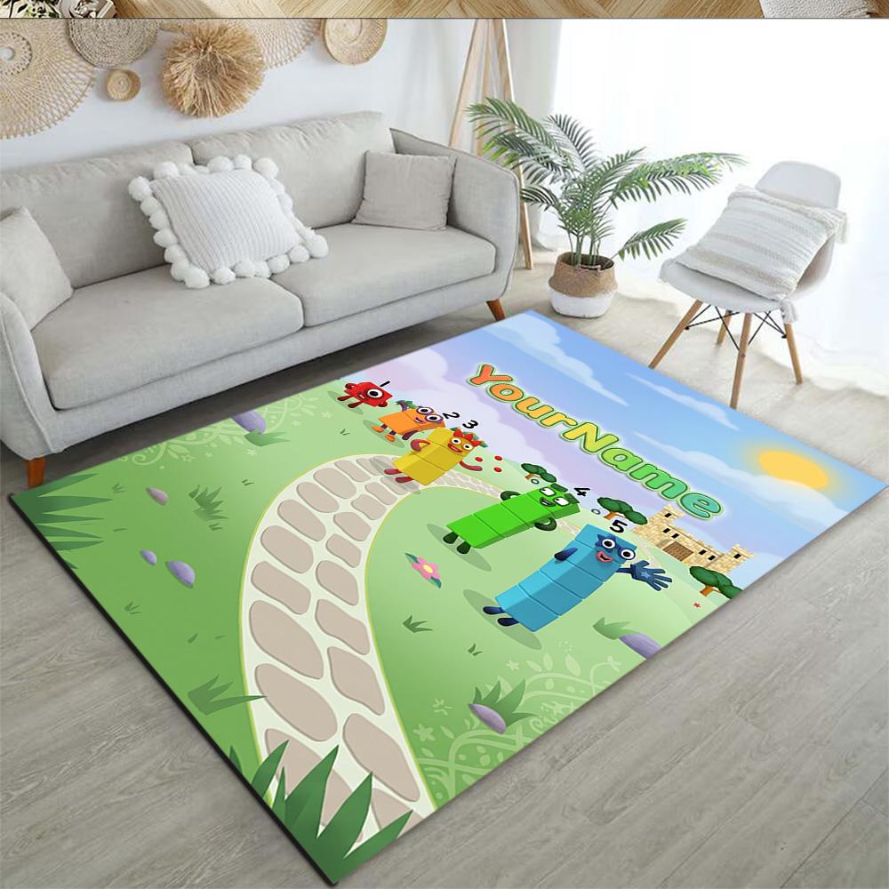 Numberblocks Customize Text Area Rug Design for Entryway Bedrooms Decorate room Hallway Anti-slip Rug Anime Office Decor Perfect Gift for Women/Men