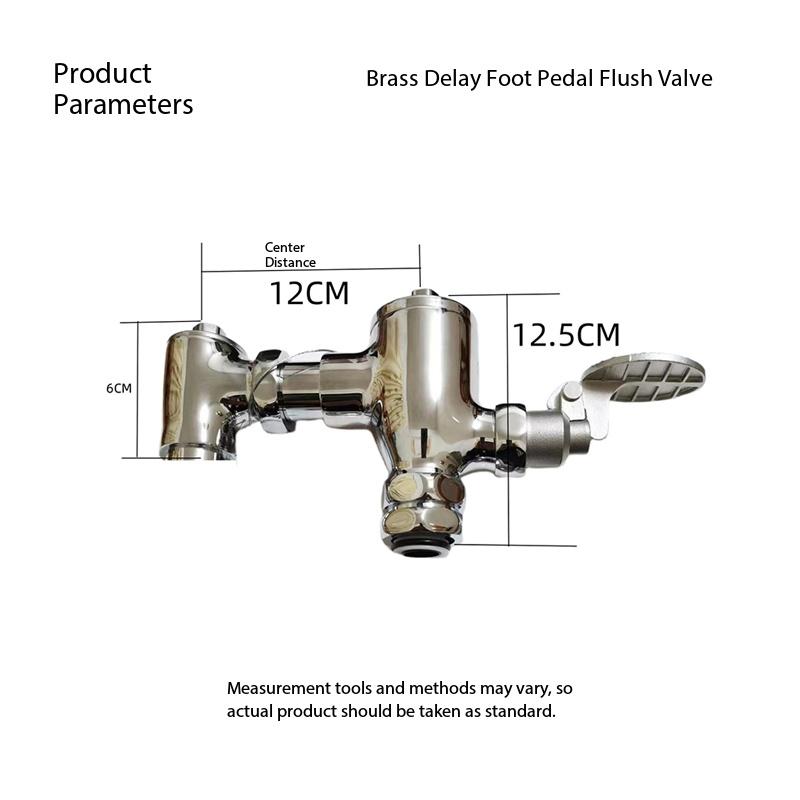 Brass Wall-Mounted Time Delay Foot Pedal Bidet Toilet Flush Valve Single Flush 25-80 psi Pressure for Hotel Use Water Saving