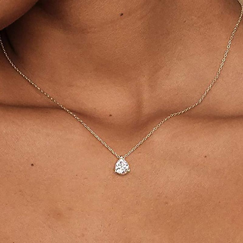 Waterdrop Crystal Pendant Necklace For Women Korean Fashion Gold Geometric Diamond Choker Chain On Neck Accessories Jewelry N511