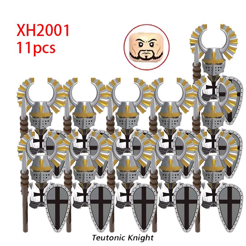 11 шт. Средневековые Древние Тяжелобронированные Рыцари-Тамплиеры Крестоносцы Военные Солдаты Вооружение Модель Строительные блоки Детские игрушки