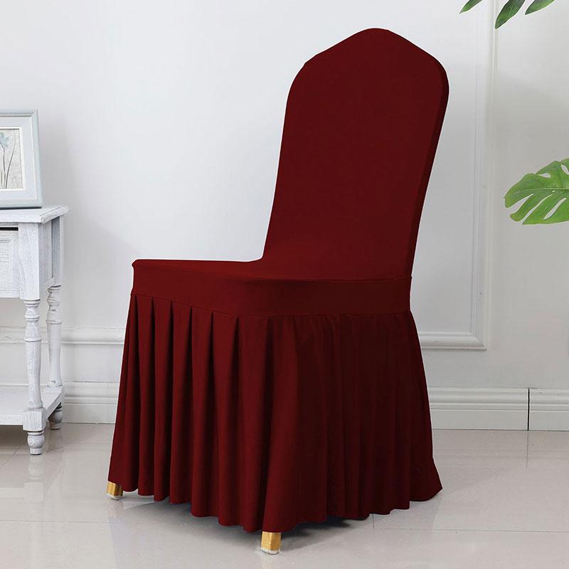 Elastic Spandex Wedding Chair Cover With Pleated Skirt For Banquet Hotel Birthday Party Dining Table Decoration