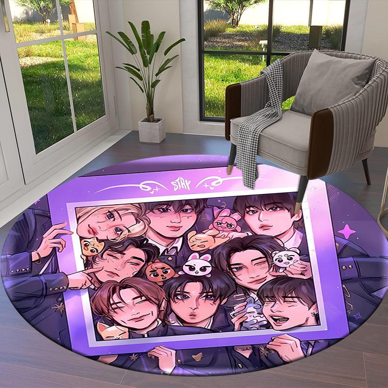 SKZ Round Area Rug,Carpet Rug for Living Room Bedroom Sofa Playroom Decor,Non-slip Floor Mat