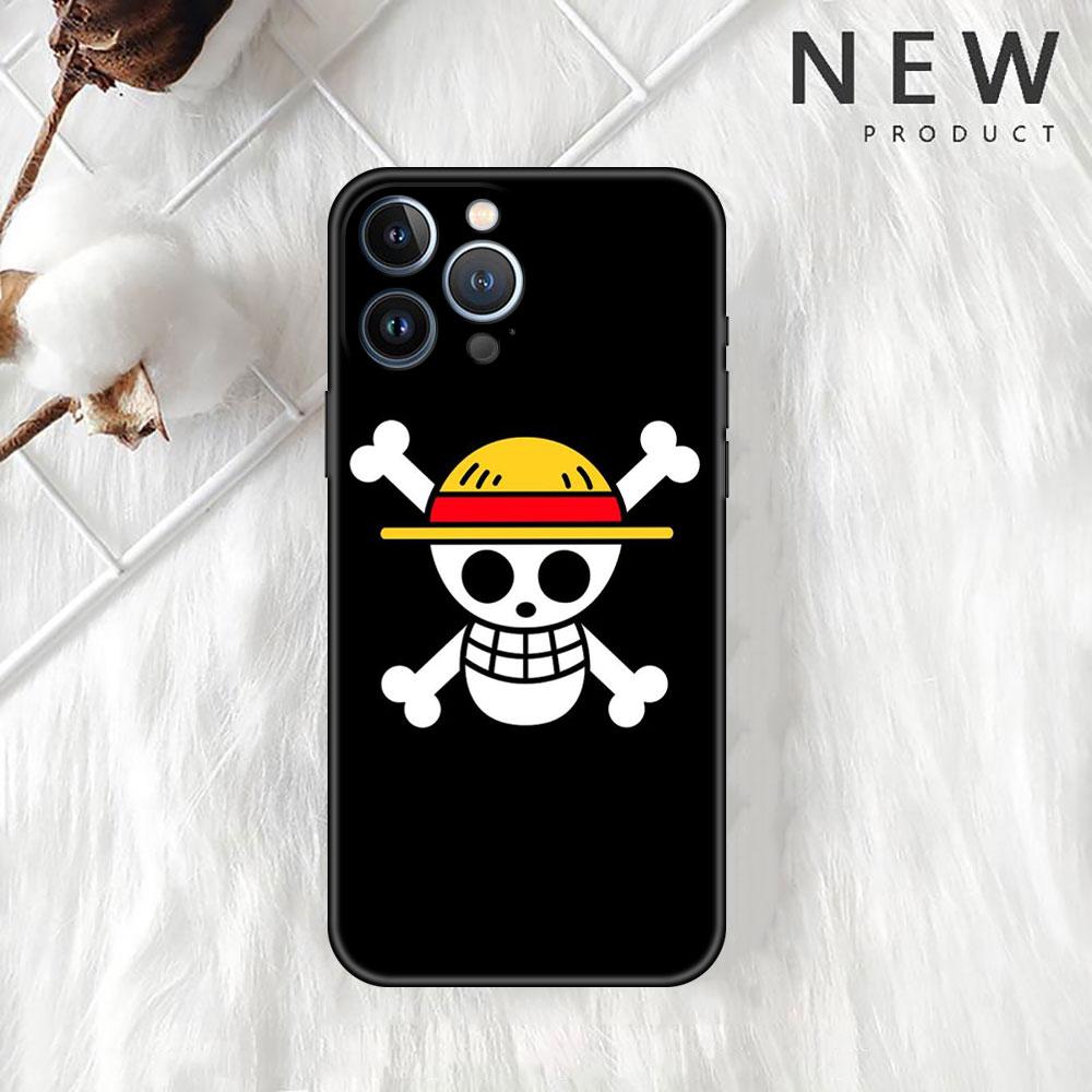 Case For Apple iPhone 11 13 14 12 Pro 7 Plus XR X XS Max 6 6S 13Pro Max Black Silicone Phone Funda Anime One- Piece