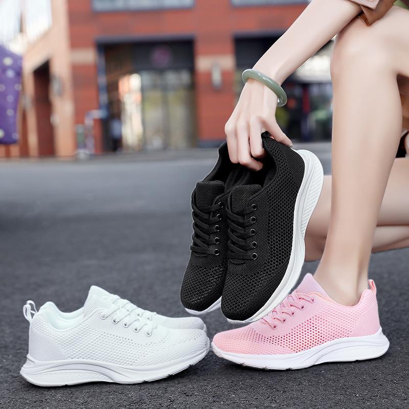 Women'S Shoes Flying Woven Surface Summer Hollow Sports Casual Shoes, Breathable, Lightweight And Versatile Running Shoes