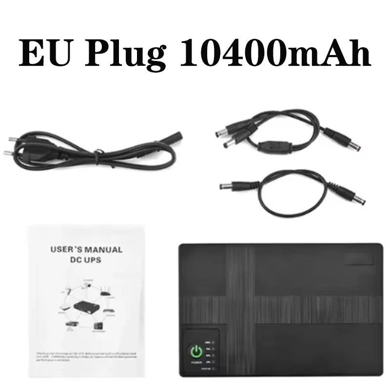 Адаптер питания постоянного тока Источник бесперебойного питания 10400 мАч 5 В 9 В 12 В ИБП Маршрутизатор Оптический Cat Встроенный адаптер Резервный источник питания Eu
