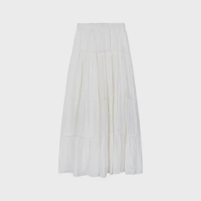 Юбка А-силуэта с высокой талией в французском стиле для женщин - Элегантная весенняя юбка миди с оборками