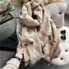 Новый шарф из имитации кашемира, женский, с ощущением высокого класса, модный, осенне-зимний, утолщенный, с бахромой, двухсторонний теплый шарф