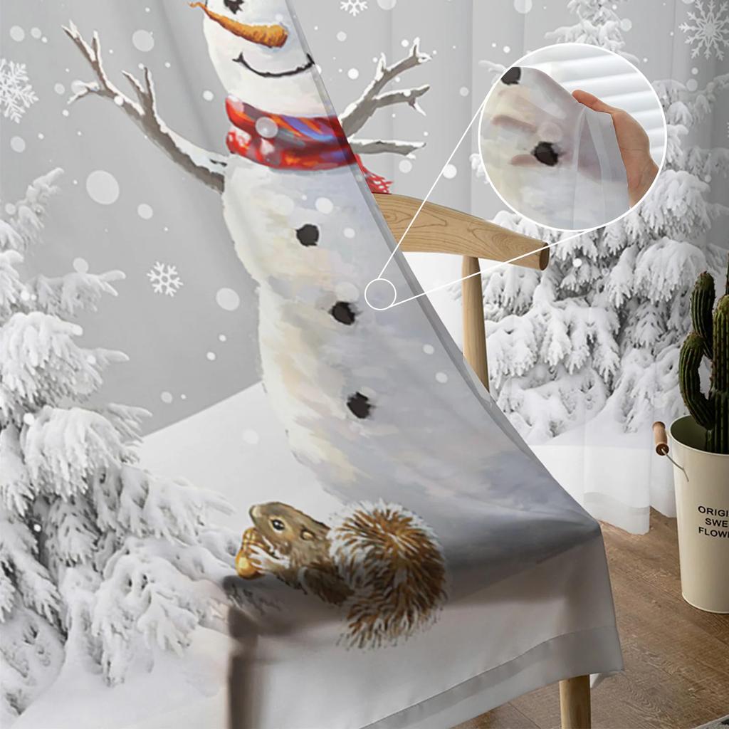 Рождественская елка Снеговик Снежинка Серые прозрачные шторы для украшения гостиной Оконные шторы Кухня Тюль Вуаль Шторы