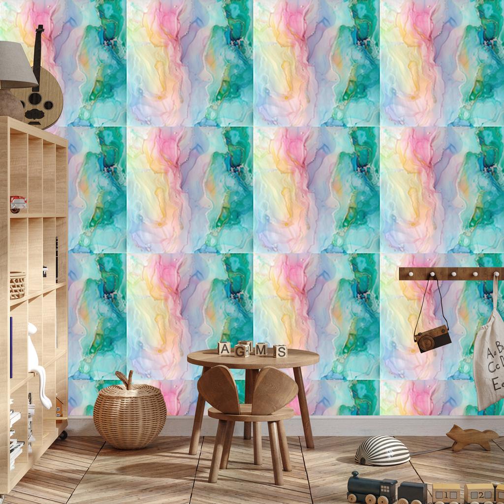 Ink Turquoise and Light Gray Wallpaper for Living Room and Bedroom 50x1000
