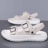Fashion Summer Soft Soled Comfortable Outdoor Beach Shoes Double Button Open Toe Sandals Two Wearing Methods Breathable Adult Slippers