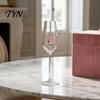 Artistic Stemware for Dinner Red Wine Glass with Roses And Green Leaves Decorated, Clear Romantic Anniversary Gift Decorative Glass,