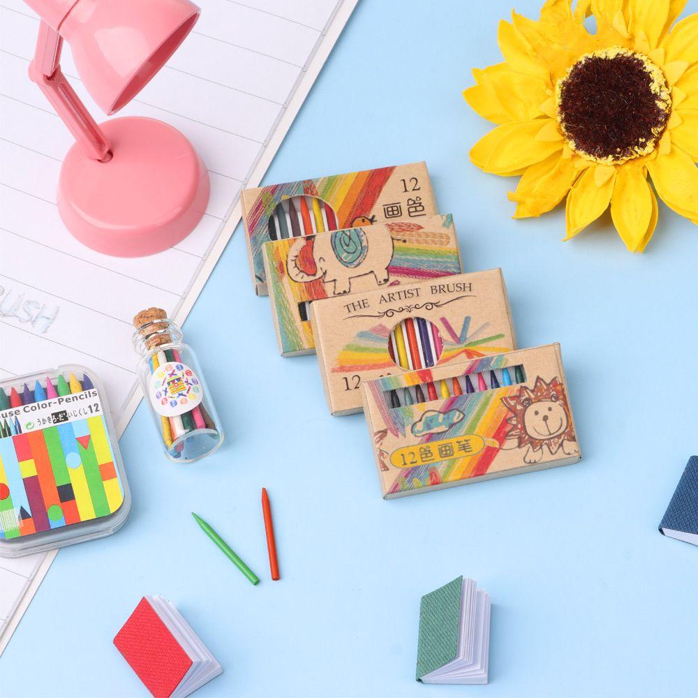 Painting Tools Dollhouse Decoration Doll Colorful Crayon Miniature Color Pencil Dolls Accessories