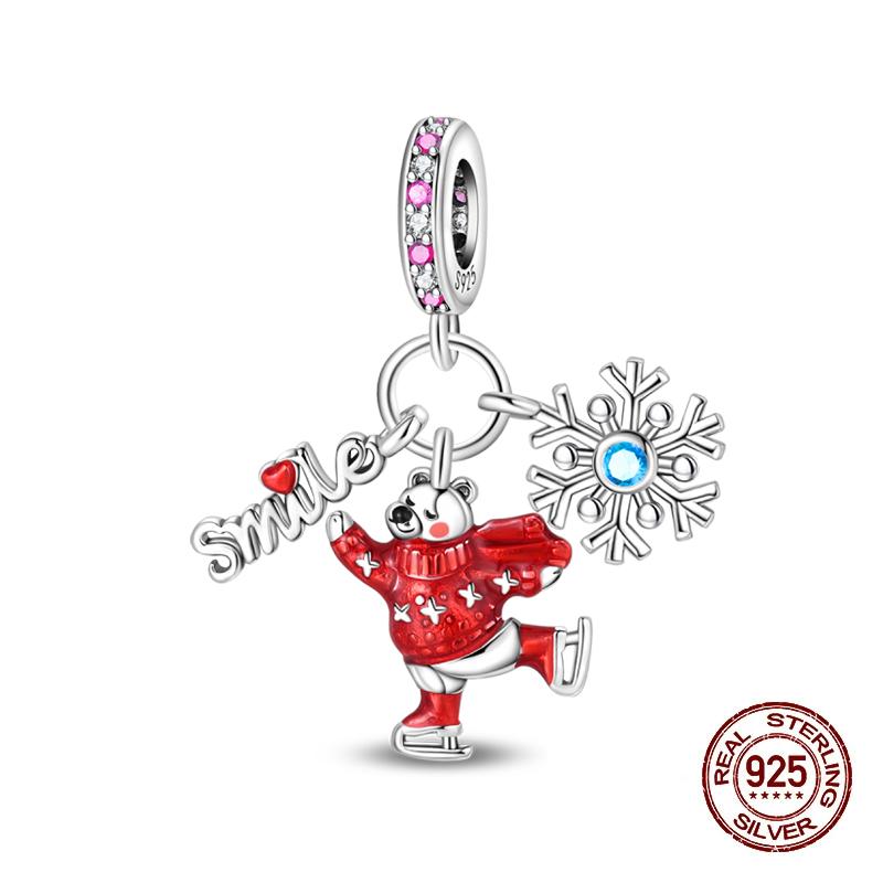 Зимние Шармы Медь Лось Медведь Санта Клаус Шармы Бусины Подходят для Оригинальных Браслетов Для Женщин Сделай Сам Праздничные Ювелирные Изделия Подарки