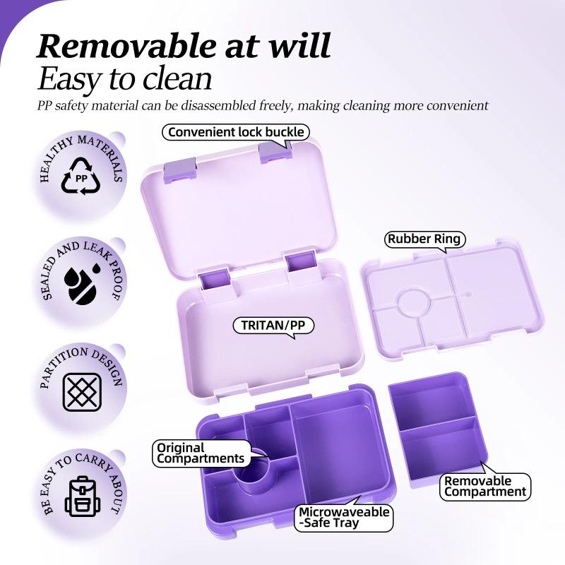 Портативный детский милый мультяшный герметичный ланч-бокс, разделенный, герметичный, микроволновый ланч-бокс, подходит для школы и пикников