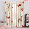 2pcs,2D Plane Printing Popular Curtains Christmas Bows Reindeer Candies Baubles (4) Polyester Woven (without Rod) Holiday