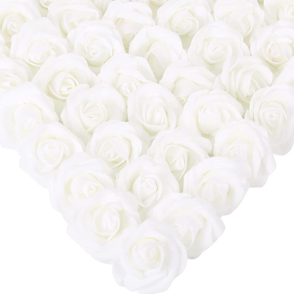 200 шт. искусственных роз, искусственные головки цветов, розы без стеблей, 5 см, пенопластовые розы, искусственные головки цветов для поделок, свадебных украшений для детского душа
