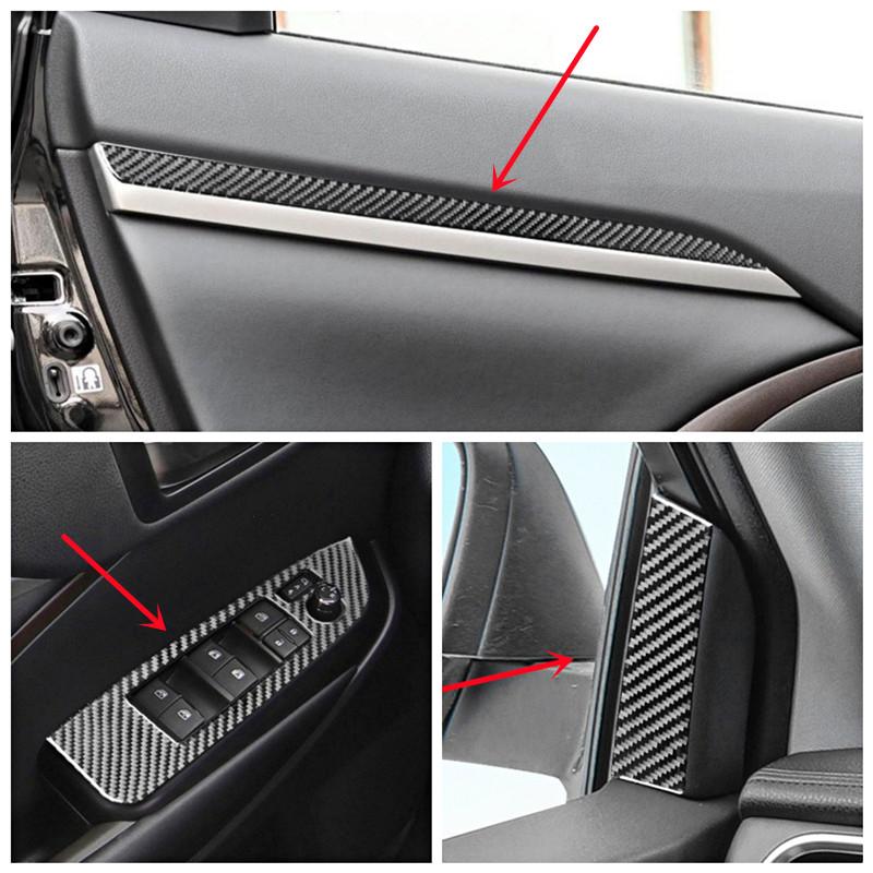 Настоящее углеродное волокно, внутренние декоративные наклейки для автомобиля, полоски, наклейка, чехол для Toyota Highlander 2015-2018, салон автомобиля