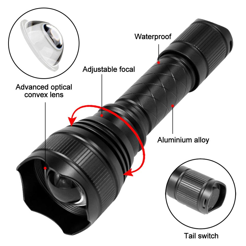 T21 Infrared IR 850nm/940nm Night Vision LED Tactical Flashlight Zoom IPX6 Waterproof Torch Use 18650 Battery Hunting Lantern