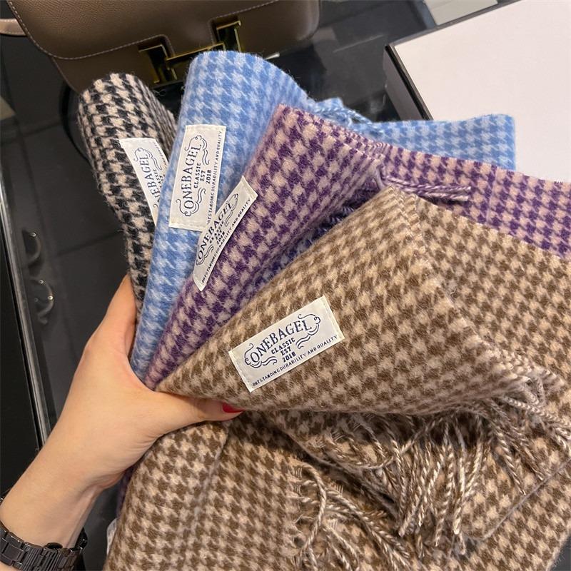 New Plaid Wool Scarf Women's Winter Retro Versatile Cold-proof and Warm Scarf
